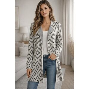 Oliver by Escio Diamond Aztec Cardigan Sweater‎ Women XL Cabincore CozycoreLong